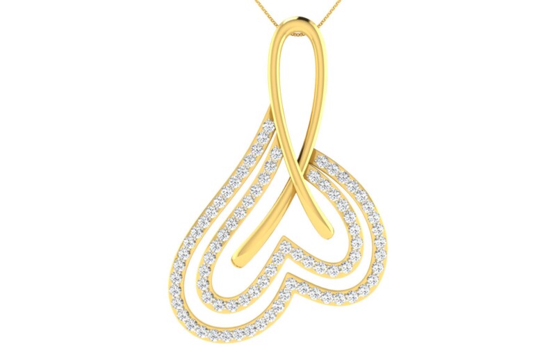 IGI Certified Natural Diamond Design Pendant 14K/18K Fine Yellow Gold