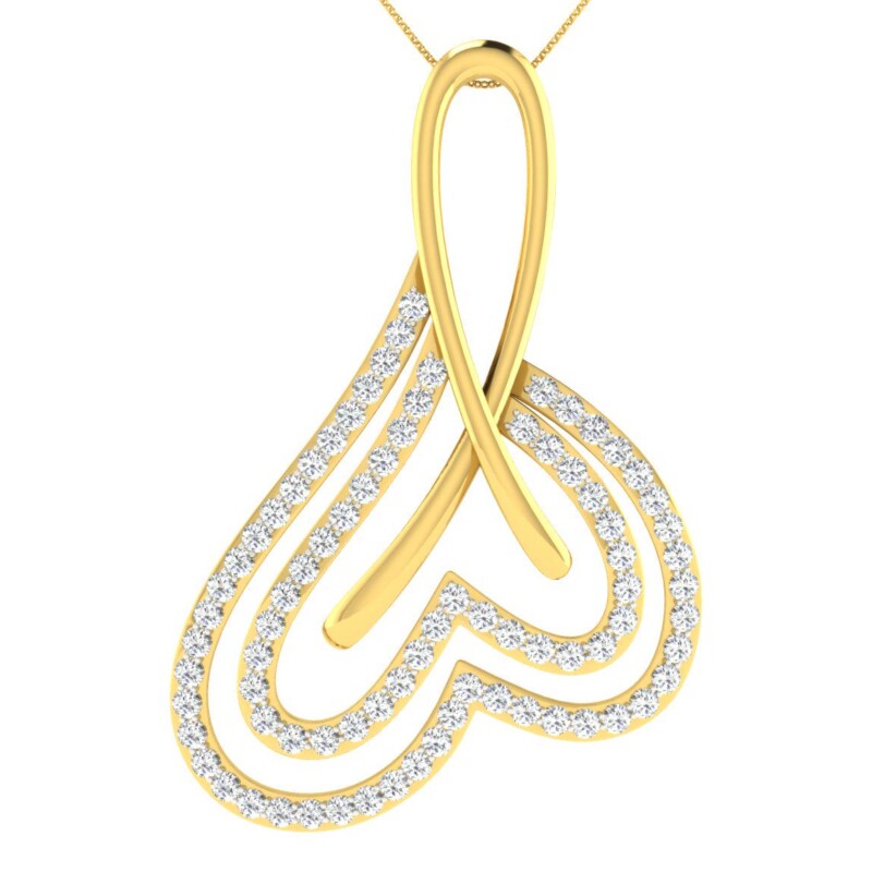 IGI Certified Natural Diamond Design Pendant 14K/18K Fine Yellow Gold