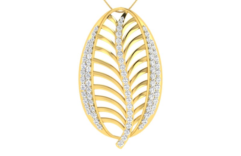 IGI Certified Natural Diamond Design Pendant 14K/18K Fine Yellow Gold