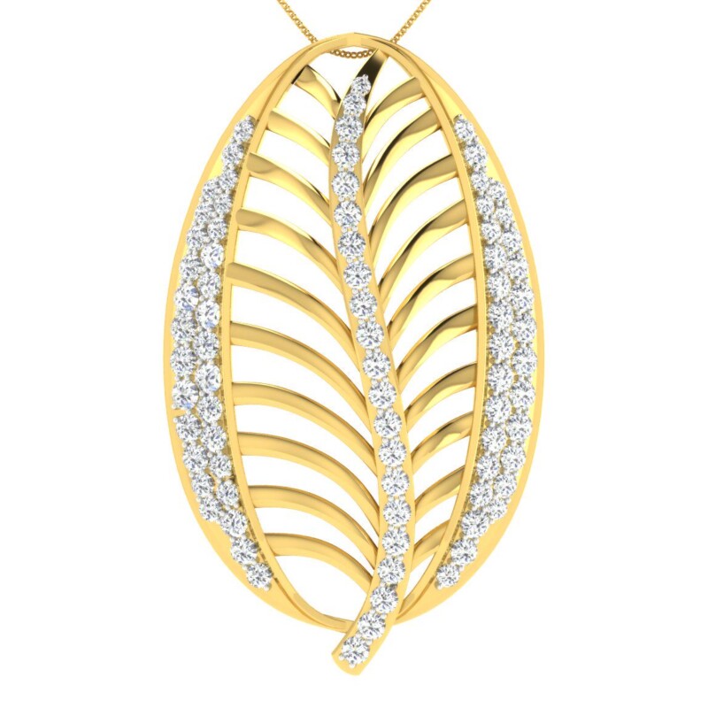 IGI Certified Natural Diamond Design Pendant 14K/18K Fine Yellow Gold