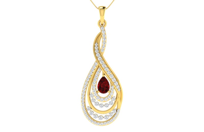 IGI Certified Natural Diamond Design Pendant 14K/18K Fine Yellow Gold