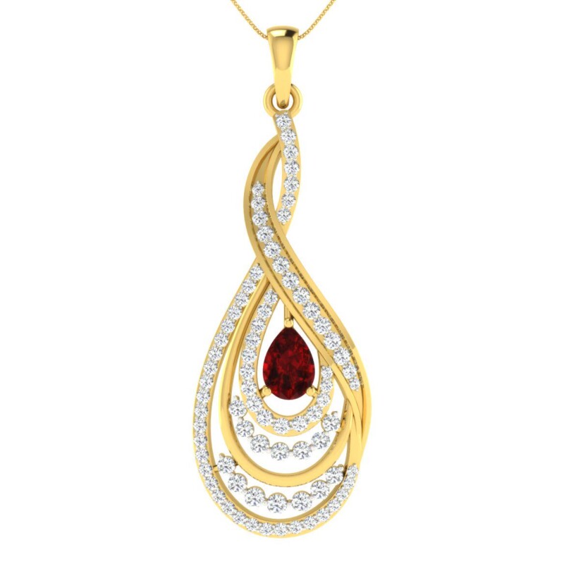 IGI Certified Natural Diamond Design Pendant 14K/18K Fine Yellow Gold