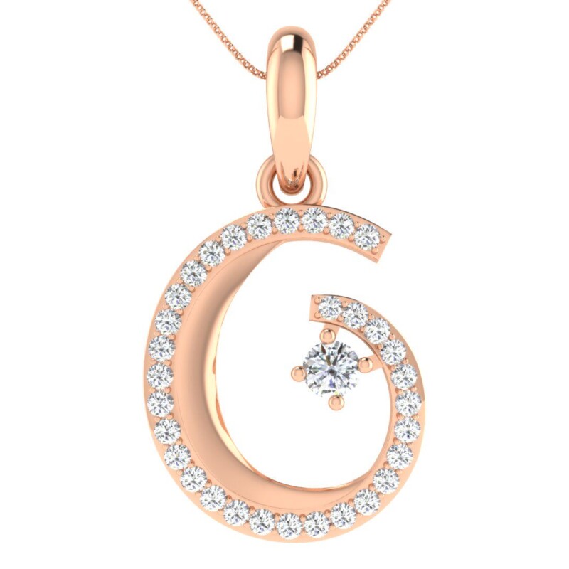 IGI Certified Natural Diamond Design Pendant 14K/18K Fine Rose Gold