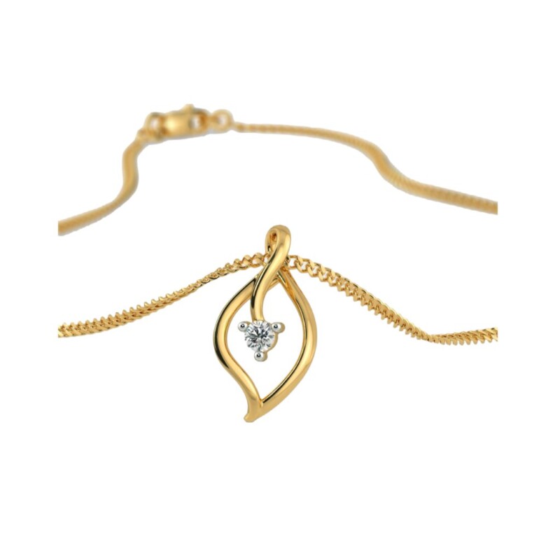 Certified Natural Diamond Double Heart Design Chain Pendant 18K Fine Yellow Gold