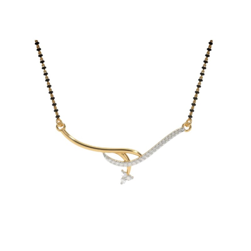 Certified Natural Diamond Classy Mangalsutra Pendant 18K Fine Yellow Gold