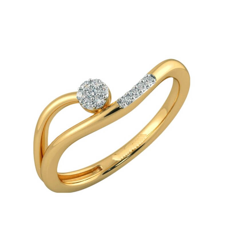 Certified Natural Diamond Simple Design Women's Finger Ring 18K Fine Yellow Gold