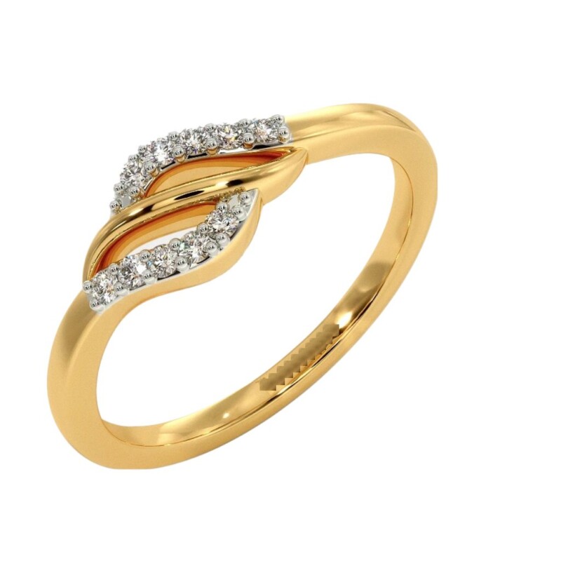 Certified Natural Diamond Abstract Design Women's Finger Ring 18K Fine Yellow Gold