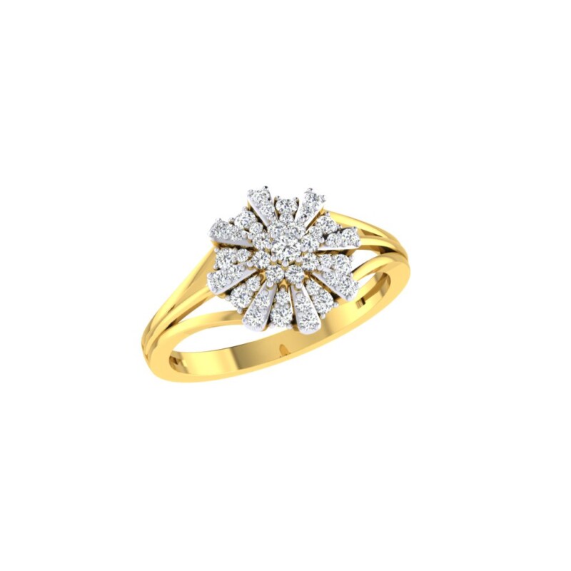 IGI Certified Natural Diamond Women's Ring 14K/18K Fine White and Yellow Gold