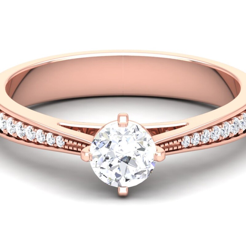 IGI Certified Natural Diamond Women's Ring 14K/18K Fine Rose Gold