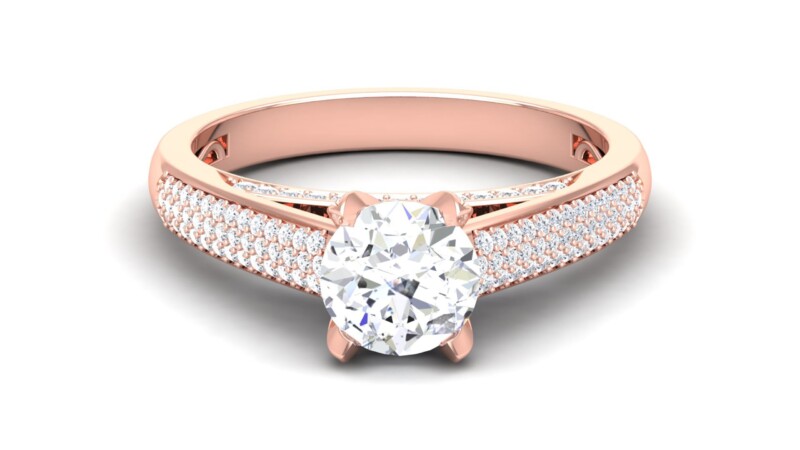 IGI Certified Natural Diamond Women's Ring 14K/18K Fine Rose Gold