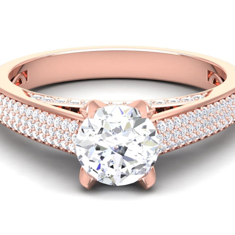 IGI Certified Natural Diamond Women's Ring 14K/18K Fine Rose Gold