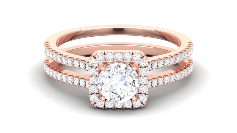 IGI Certified Natural Diamond Women's Ring 14K/18K Fine Rose Gold