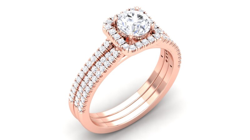 IGI Certified Natural Diamond Women's Ring 14K/18K Fine Rose Gold