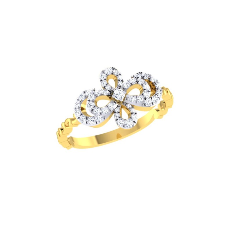 IGI Certified Natural Diamond Women's Ring 14K/18K Fine White and Yellow Gold