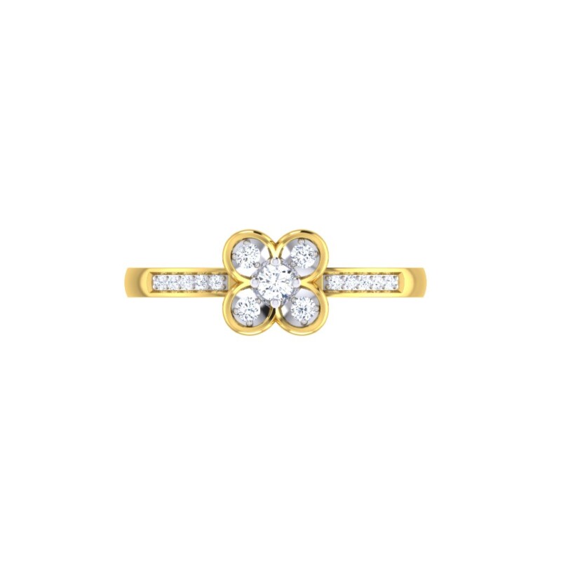 IGI Certified Natural Diamond Women's Ring 14K/18K Fine White and Yellow Gold