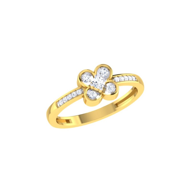 IGI Certified Natural Diamond Women's Ring 14K/18K Fine White and Yellow Gold