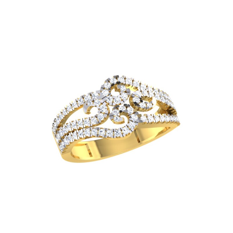 IGI Certified Natural Diamond Women's Ring 14K/18K Fine White and Yellow Gold