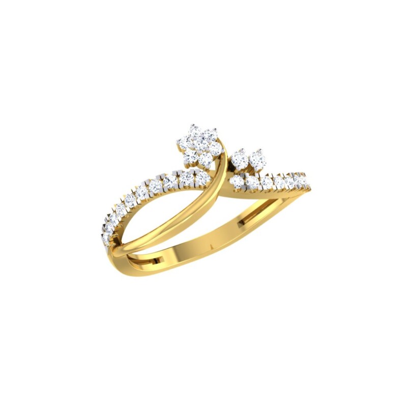 IGI Certified Natural Diamond Women's Ring 14K/18K Fine White and Yellow Gold