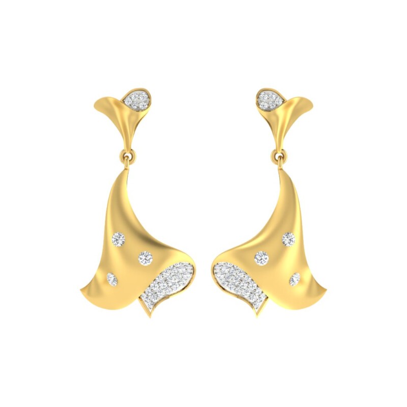 IGI Certified Natural Diamond 14/18K Fine Gold Earring White & Yellow Gold