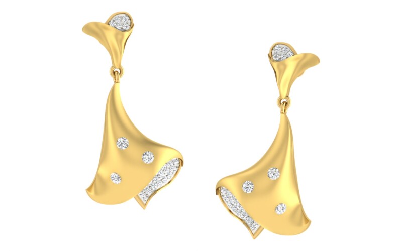 IGI Certified Natural Diamond 14/18K Fine Gold Earring White & Yellow Gold