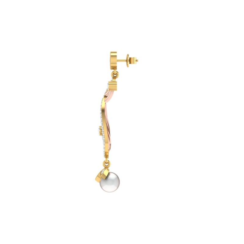 IGI Certified Natural Diamond 14/18K Fine Gold Earring Rose White & Yellow Gold
