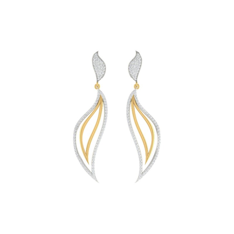 IGI Certified Natural Diamond 14/18K Fine Gold Earring White & Yellow Gold