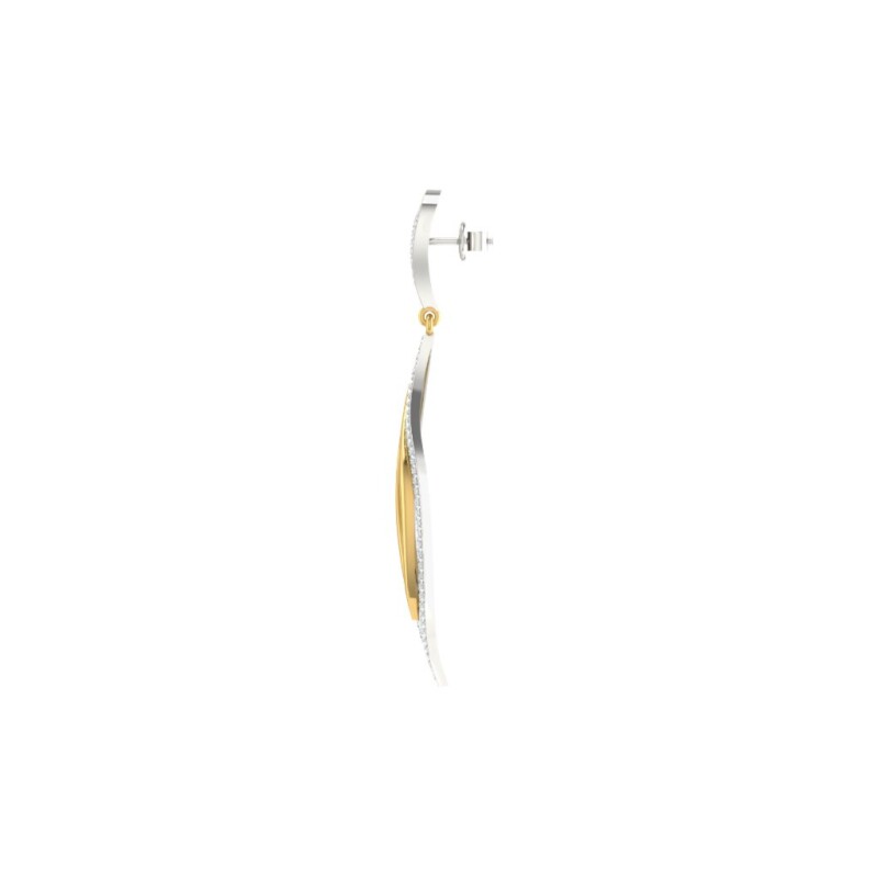 IGI Certified Natural Diamond 14/18K Fine Gold Earring White & Yellow Gold