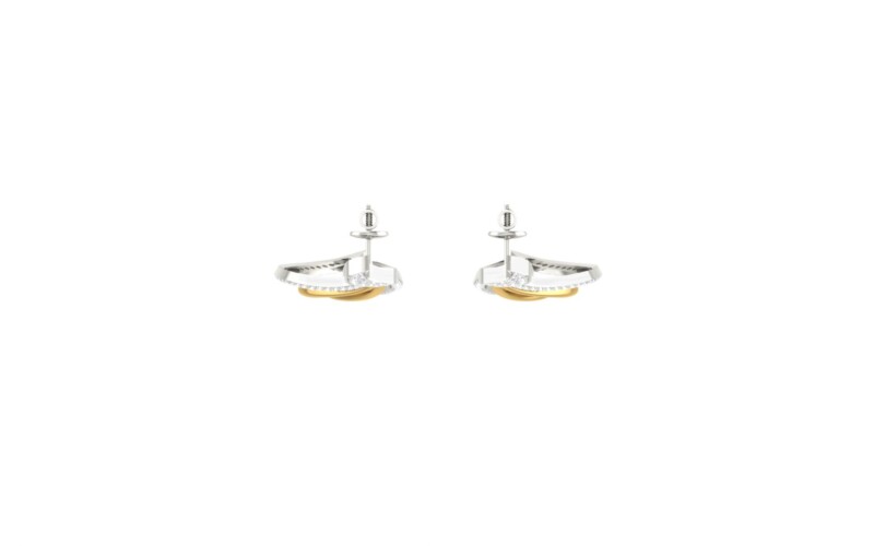 IGI Certified Natural Diamond 14/18K Fine Gold Earring White & Yellow Gold