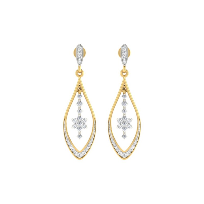 IGI Certified Natural Diamond 14/18K Fine Gold Earring White & Yellow Gold