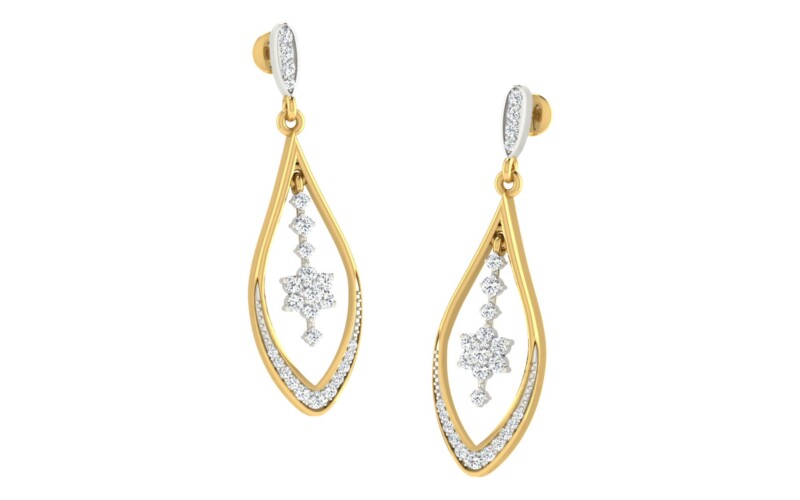 IGI Certified Natural Diamond 14/18K Fine Gold Earring White & Yellow Gold