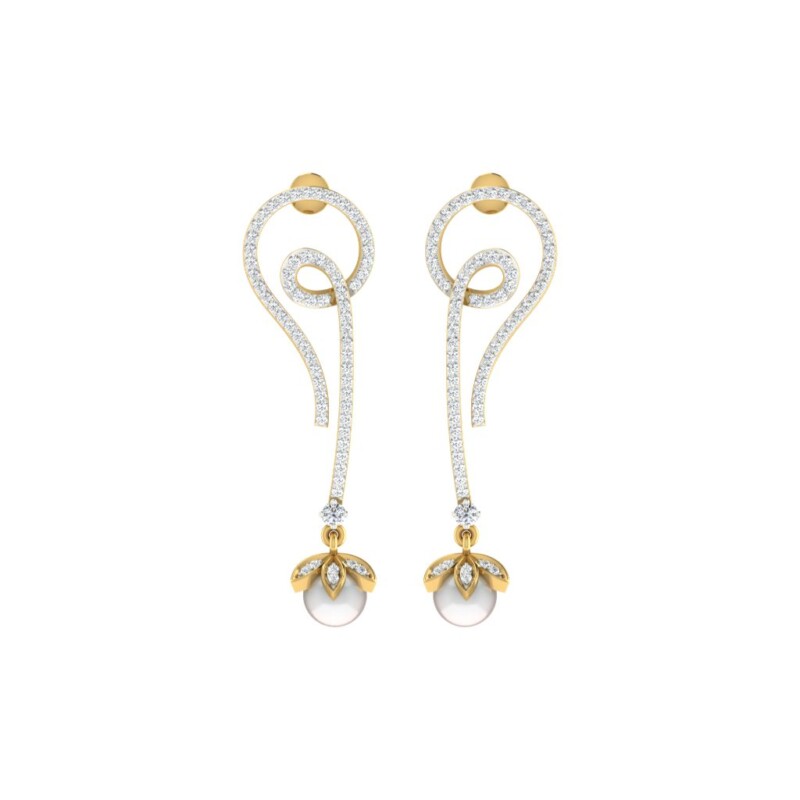 IGI Certified Natural Diamond 14/18K Fine Gold Earring White & Yellow Gold