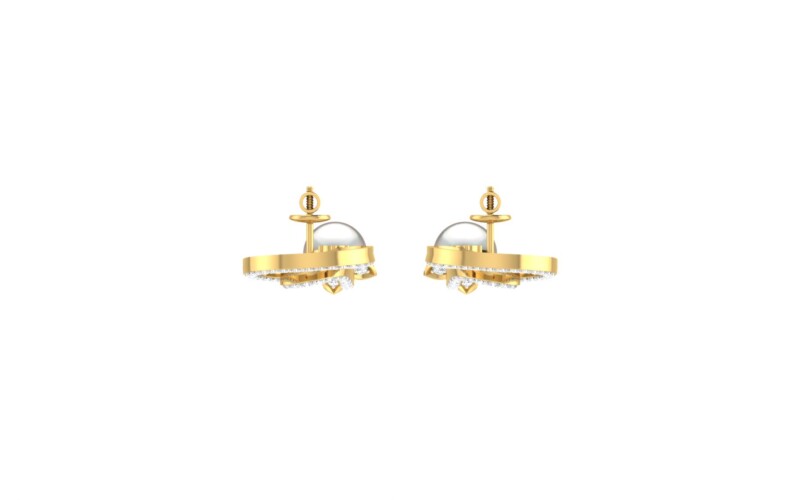 IGI Certified Natural Diamond 14/18K Fine Gold Earring White & Yellow Gold