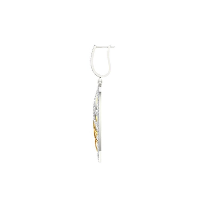 IGI Certified Natural Diamond 14/18K Fine Gold Earring White & Yellow Gold