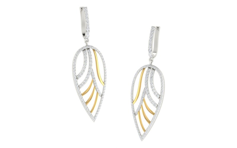IGI Certified Natural Diamond 14/18K Fine Gold Earring White & Yellow Gold