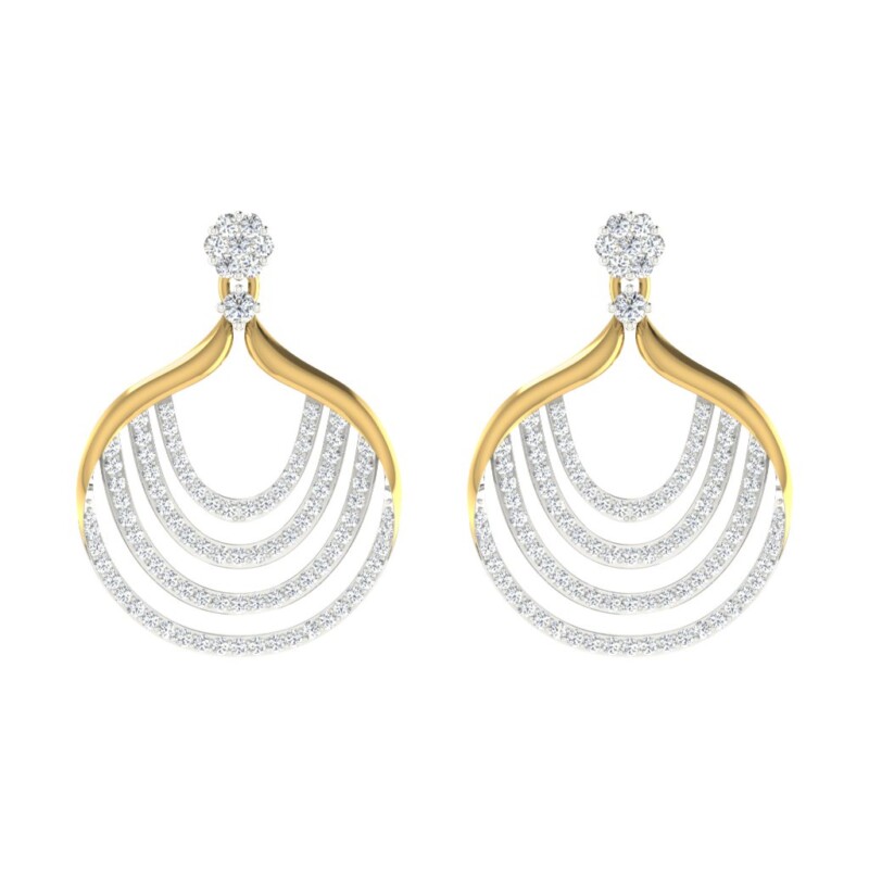 IGI Certified Natural Diamond 14/18K Fine Gold Earring White & Yellow Gold