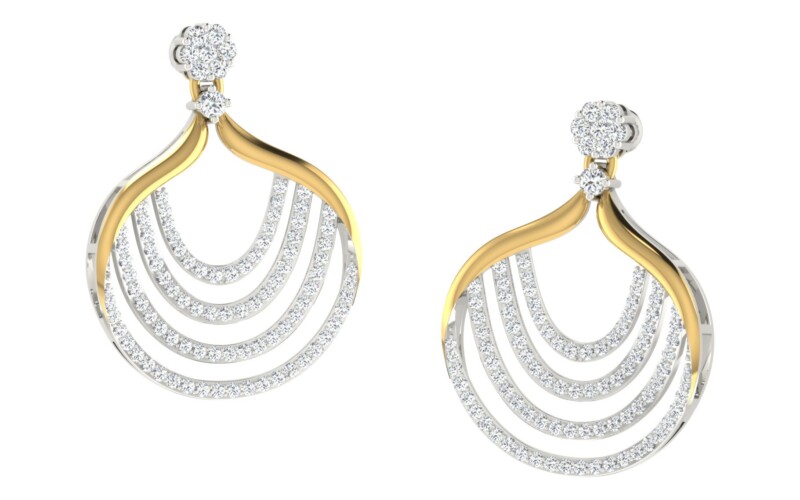 IGI Certified Natural Diamond 14/18K Fine Gold Earring White & Yellow Gold