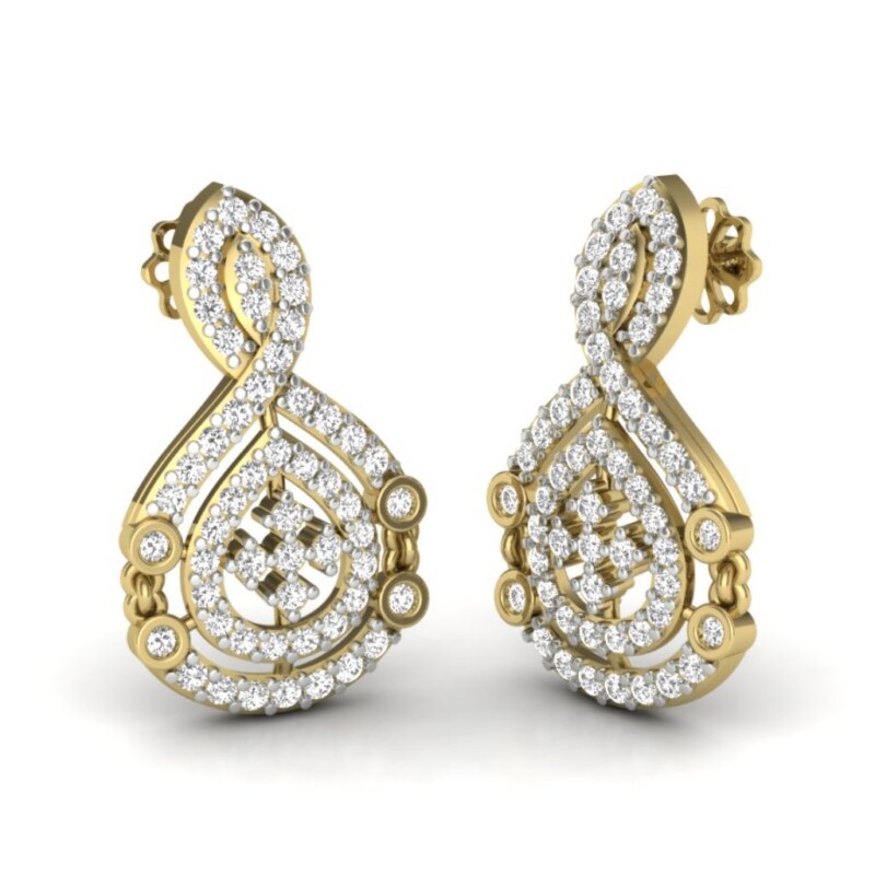 IGI Certified Natural Diamond Women's Earring 14K/18K Fine Yellow Gold