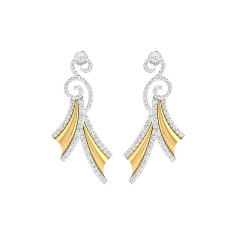 IGI Certified Natural Diamond 14/18K Fine Gold Earring White & Yellow Gold