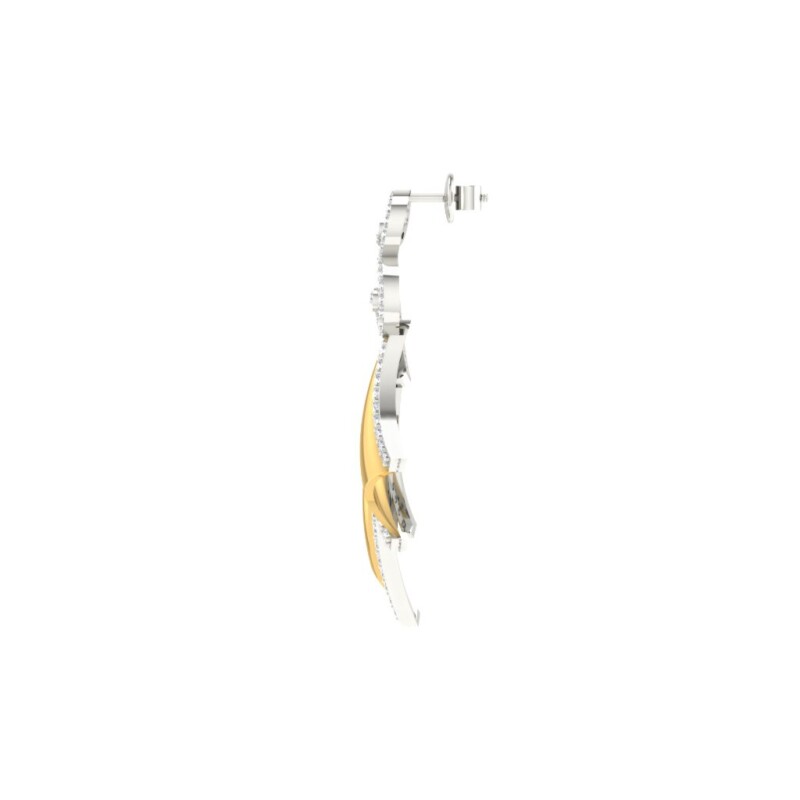 IGI Certified Natural Diamond 14/18K Fine Gold Earring White & Yellow Gold