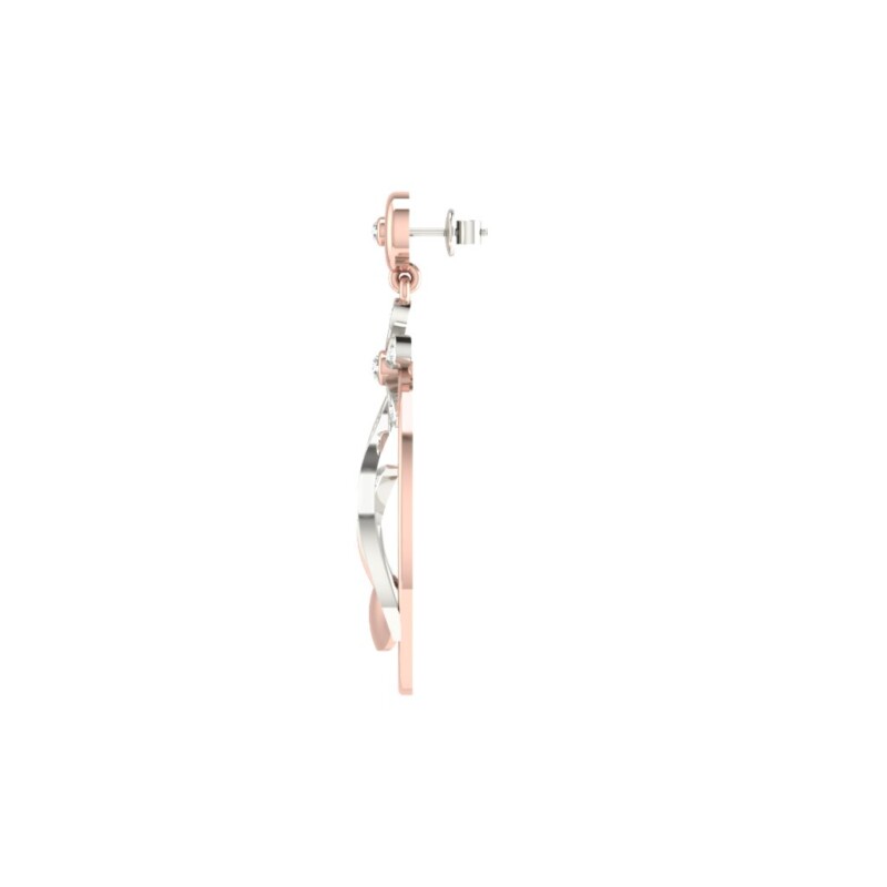 IGI Certified Natural Diamond 14/18K Fine Gold Earring Rose & White   Gold