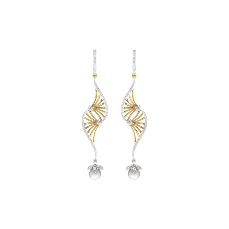 IGI Certified Natural Diamond 14/18K Fine Gold Earring White & Yellow Gold