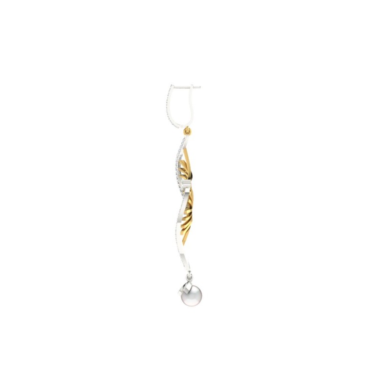 IGI Certified Natural Diamond 14/18K Fine Gold Earring White & Yellow Gold