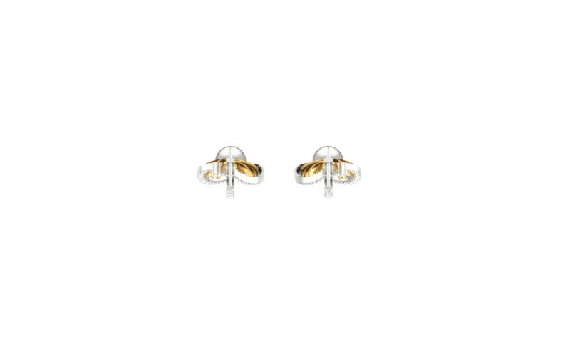 IGI Certified Natural Diamond 14/18K Fine Gold Earring White & Yellow Gold