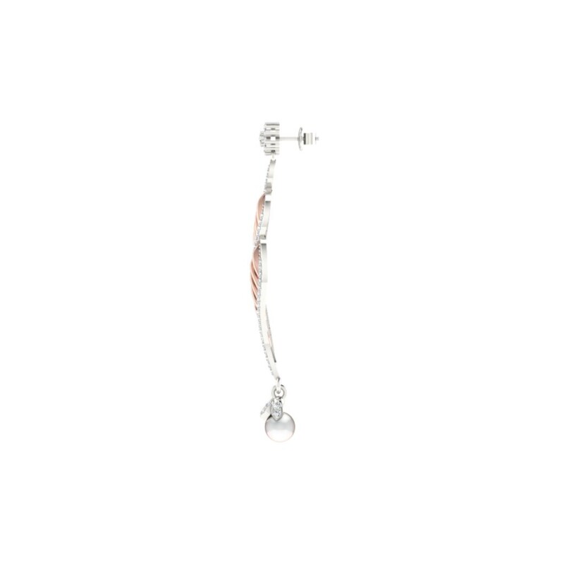 IGI Certified Natural Diamond 14/18K Fine Gold Earring Rose & White  Gold