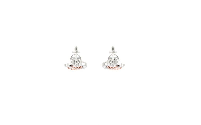 IGI Certified Natural Diamond 14/18K Fine Gold Earring Rose & White  Gold