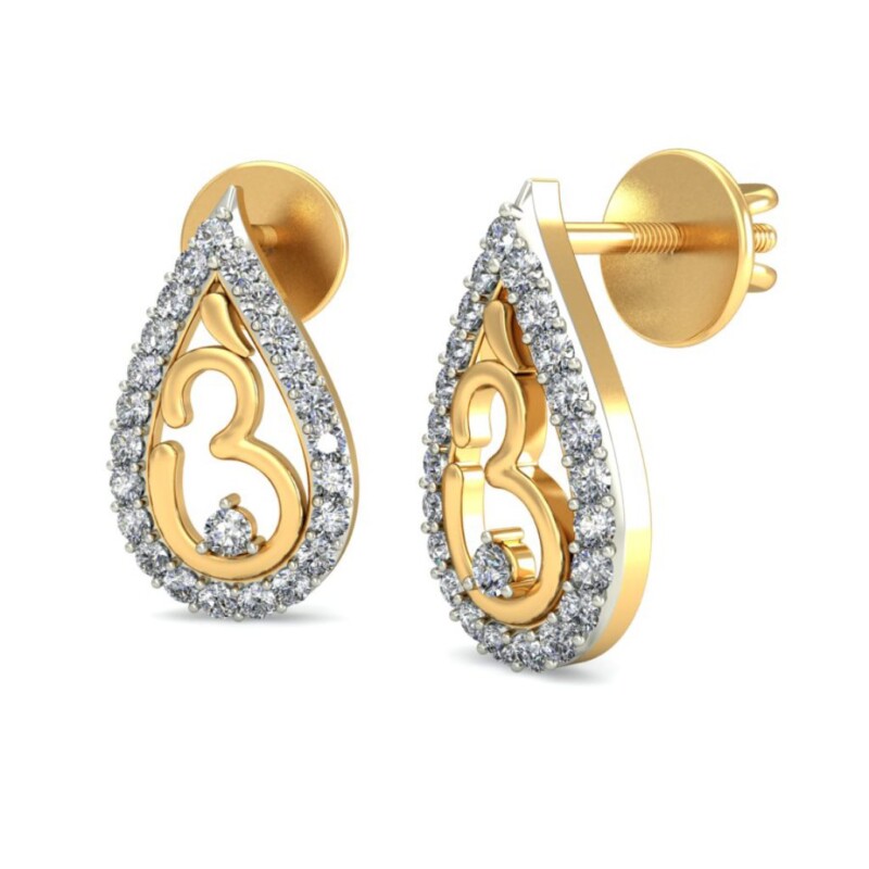 IGI Certified Natural Diamond 14/18K Fine Gold Earring White & Yellow Gold