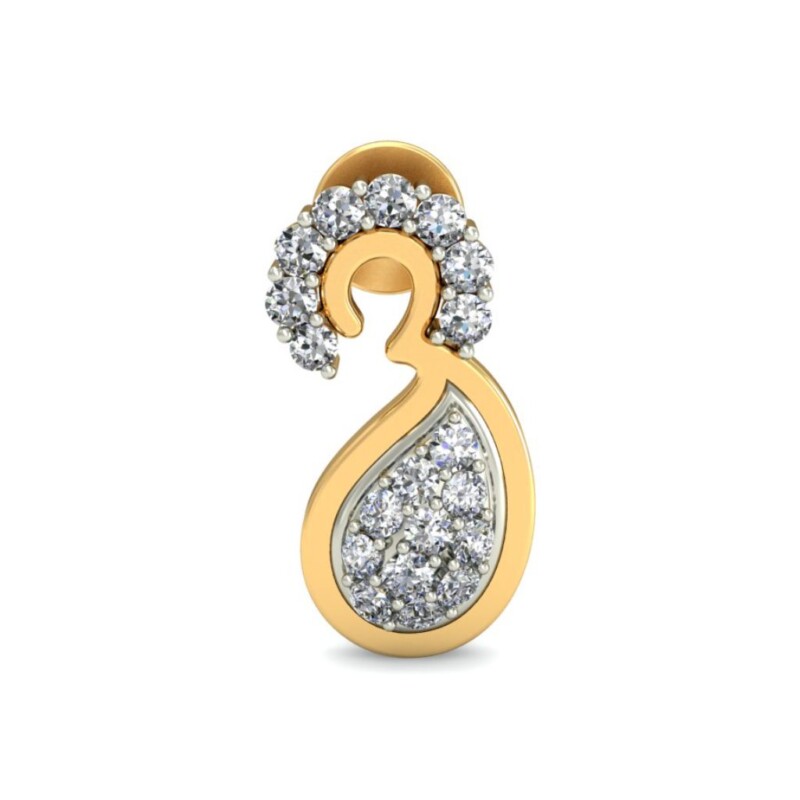 IGI Certified Natural Diamond 14/18K Fine Gold Earring White & Yellow Gold