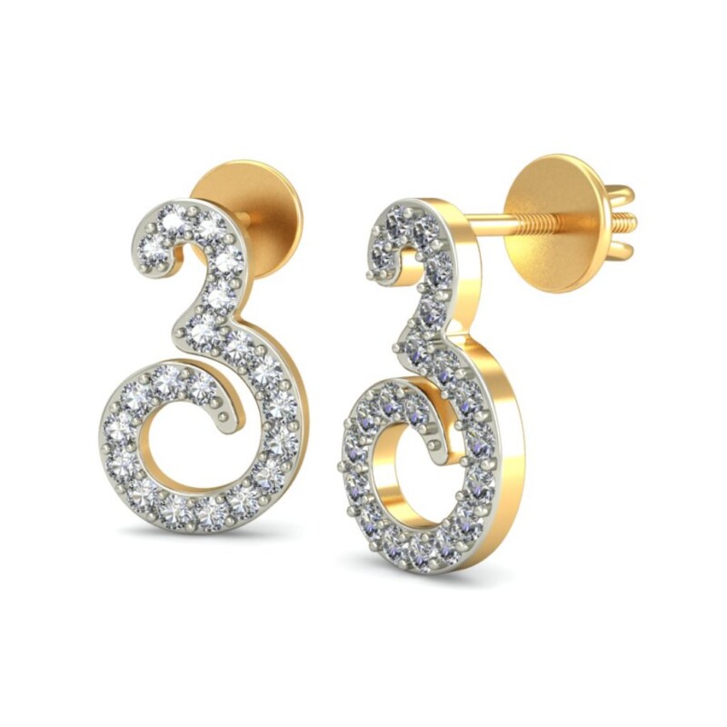 IGI Certified Natural Diamond 14/18K Fine Gold Earring White & Yellow Gold