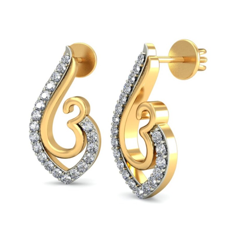 IGI Certified Natural Diamond 14/18K Fine Gold Earring White & Yellow Gold