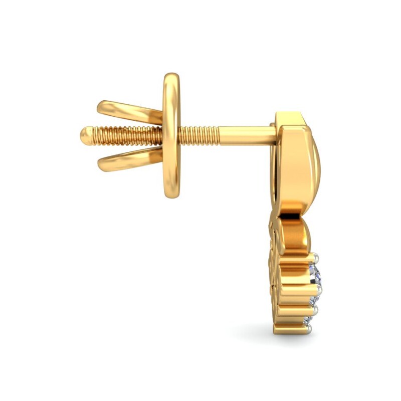 IGI Certified Natural Diamond 14/18K Fine Gold Earring Yellow Gold